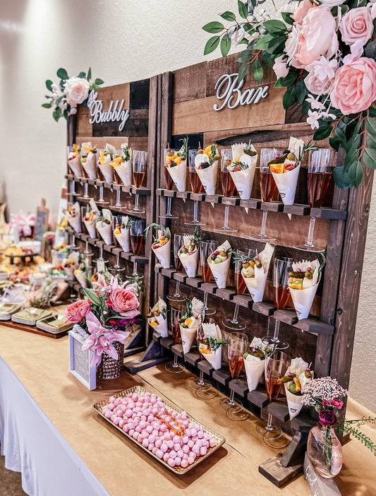 Champagne wall with Charcuterie cone